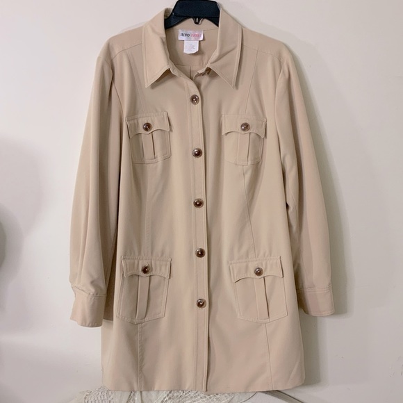 VINTAGE Aldo Trevi Tan Jacket Trench - Picture 2 of 10